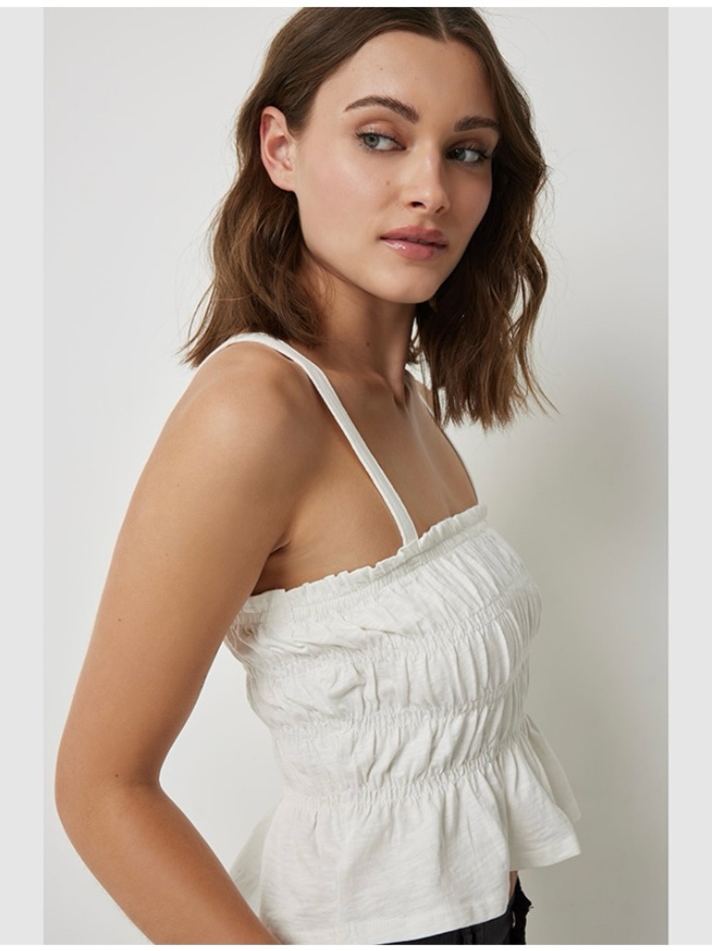 Ardene White Smocked Tank with Peplum Bottom NWT